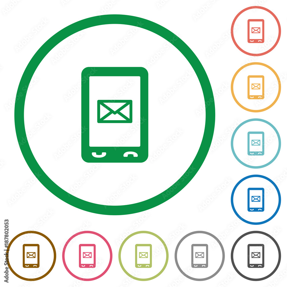 Unread SMS message flat icons with outlines Unread SMS message flat icons with outlines