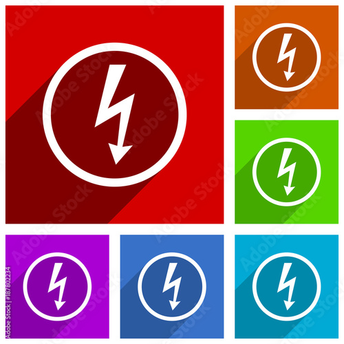 Free Download Bolt vector icons. Electricity flat design colorful illustrations for web designers and mobile applications in eps 10 - GFXLoad