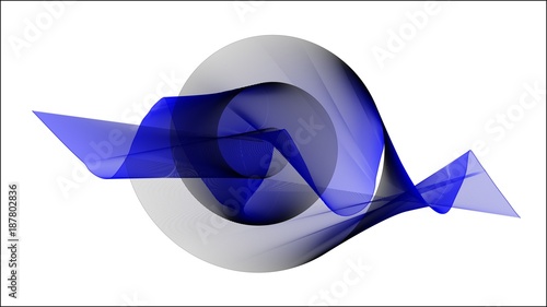 Abstract illustration with blue curves on a white background