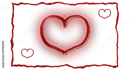 Red heart on white background for Valentine's Day