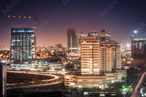 A baixa da cidade de Luanda ao cair da noite. Eixo Viário de Luanda. Angola photo