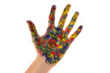 Hand painted paints varicoloured