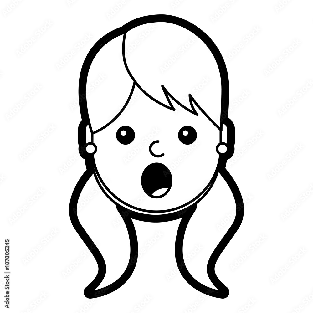 surprised young woman face expression facial vector illustration line design surprised young woman face expression facial vector illustration line design