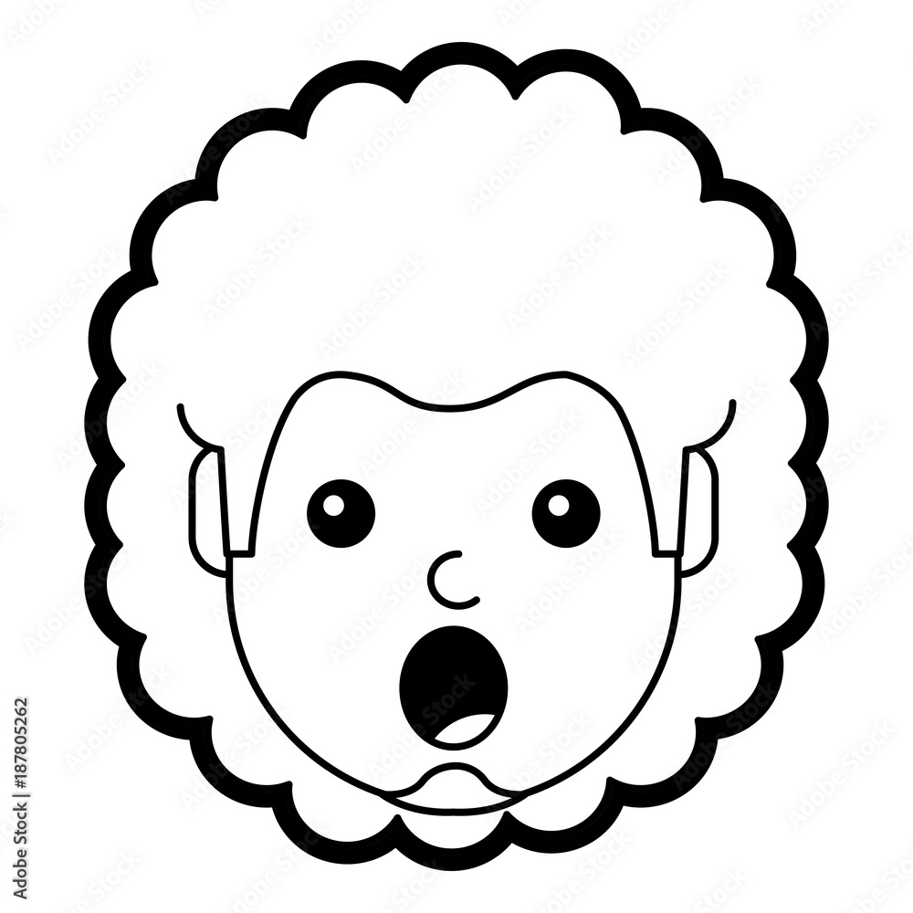 surprised man face expresion facial style vector illustration line design surprised man face expresion facial style vector illustration line design