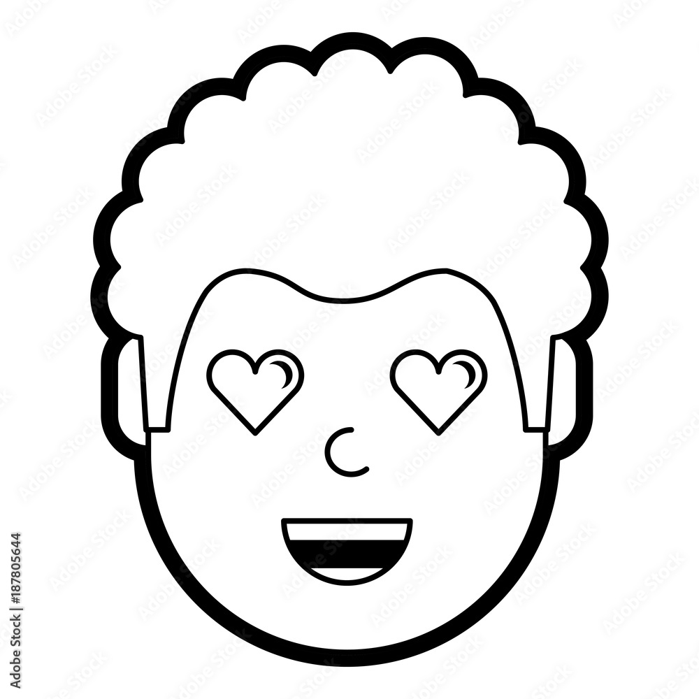 Obraz premium man character in love emotion with hearts as eyes vector illustration