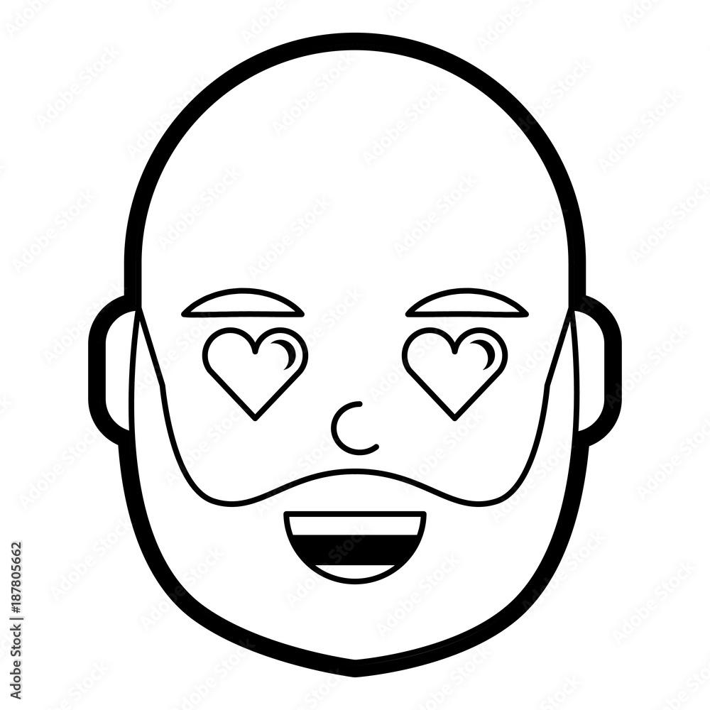 man character in love emotion with hearts as eyes vector illustration man character in love emotion with hearts as eyes vector illustration