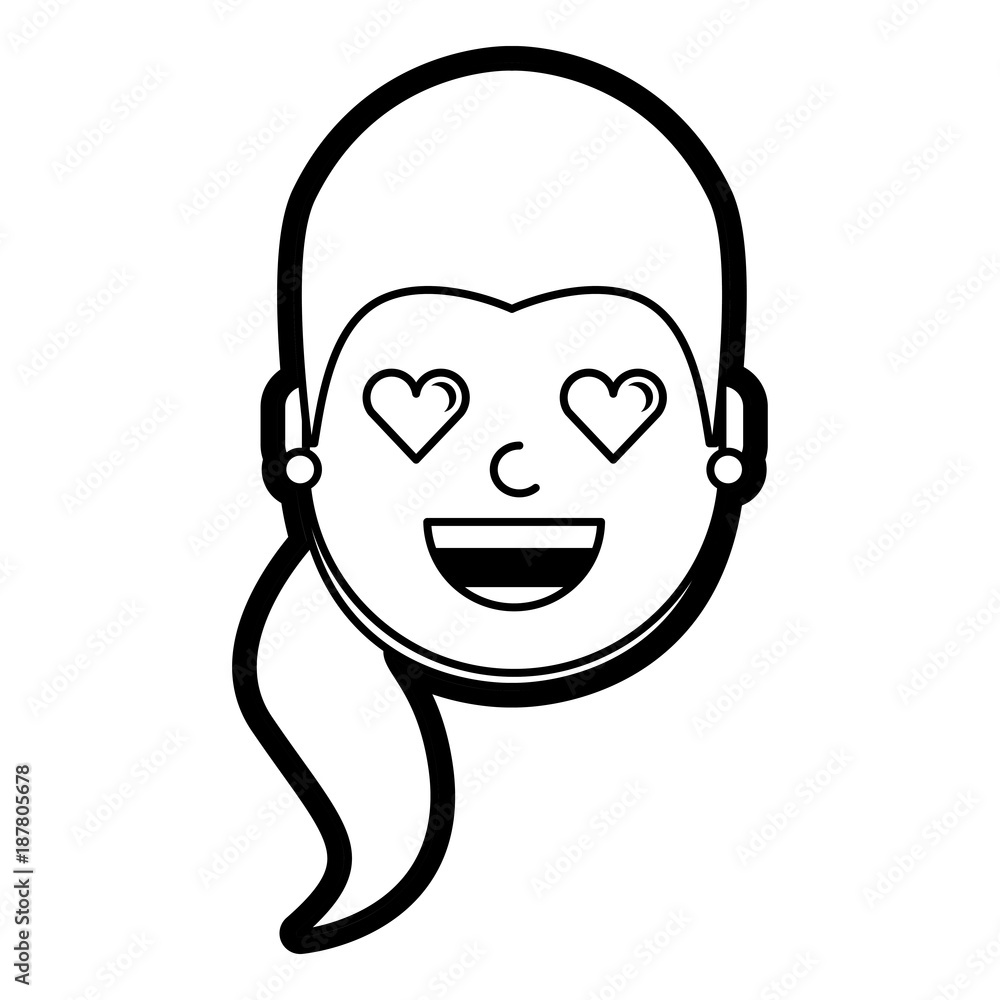 happy girl with her smiling face and heart shape eyes illustration happy girl with her smiling face and heart shape eyes illustration