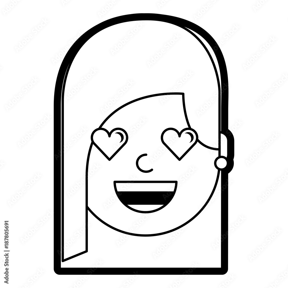 happy girl with her smiling face and heart shape eyes illustration happy girl with her smiling face and heart shape eyes illustration
