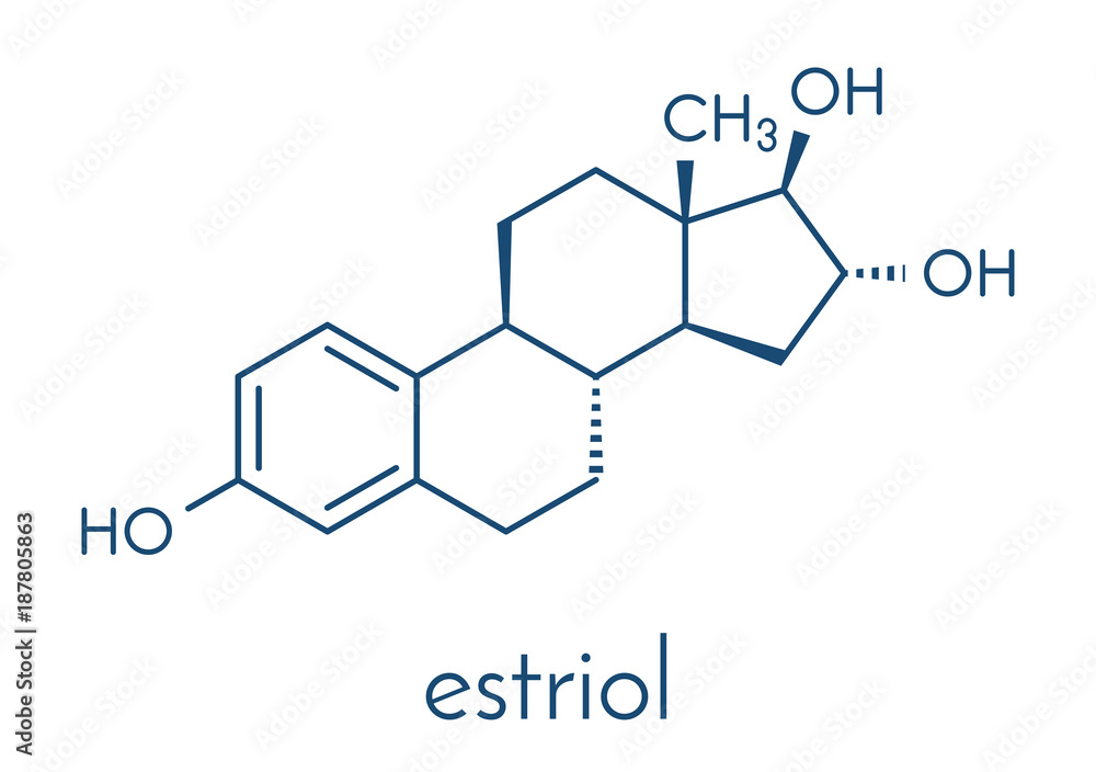 Fototapeta premium Estriol (oestriol) human estrogen hormone molecule. Skeletal formula.