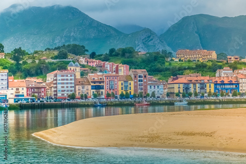 The beautiful town of Ribadesella, on the Cantabrian Sea, birthplace of the Spanish Queen, Principality of Asturias, Northern Spain.