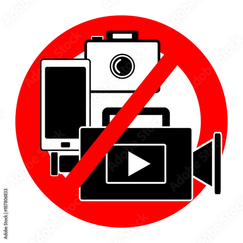 No camera symbol isolated on white background