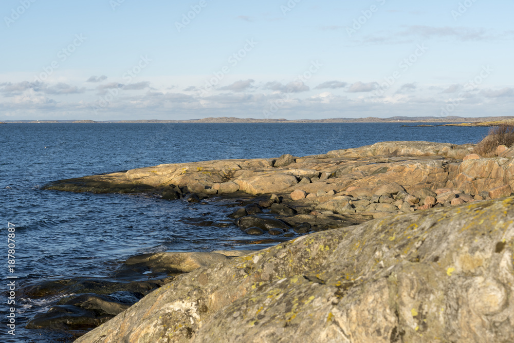 Stony shore in winter