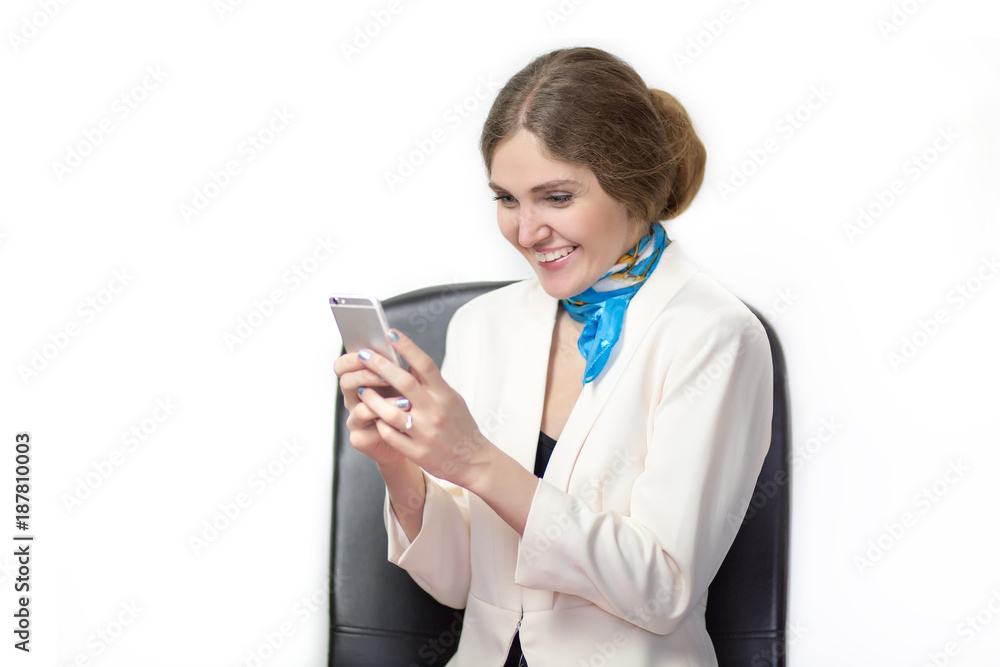 attractive young business woman in office chat and smile attractive young business woman in office chat and smile