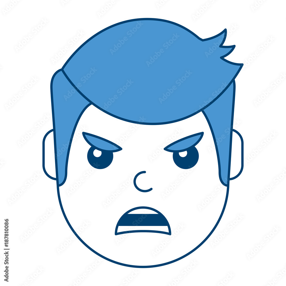 young man face angry expression cartoon vector illustration blue design young man face angry expression cartoon vector illustration blue design