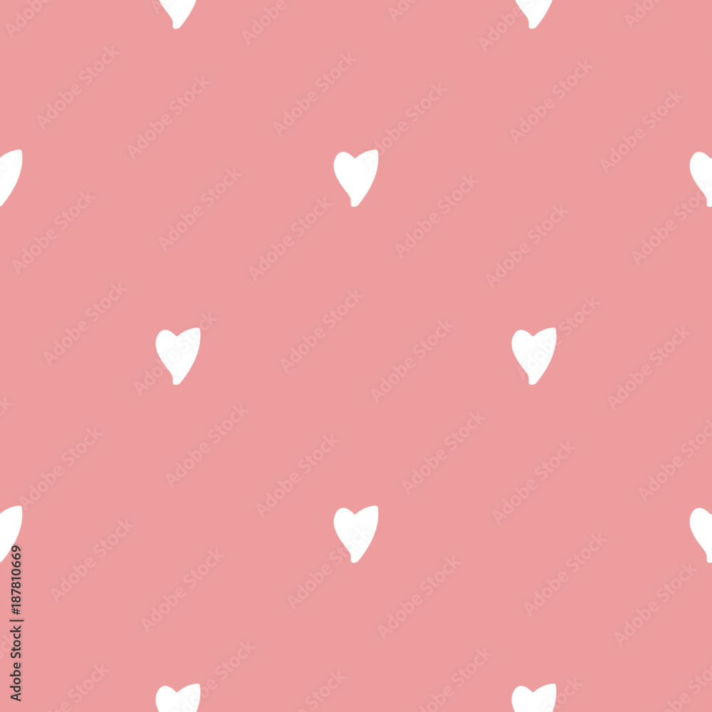 Seamless pattern: handmade staggered hearts