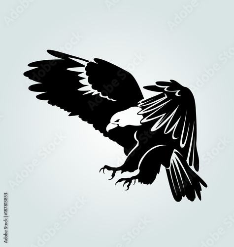 Vector silhouette of flying eagle