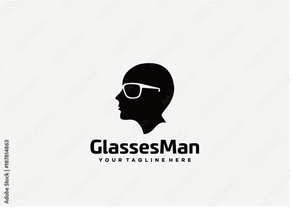 Glasses Man Logo Template Design Vector, Emblem, Design Concept, Creative Symbol, Icon