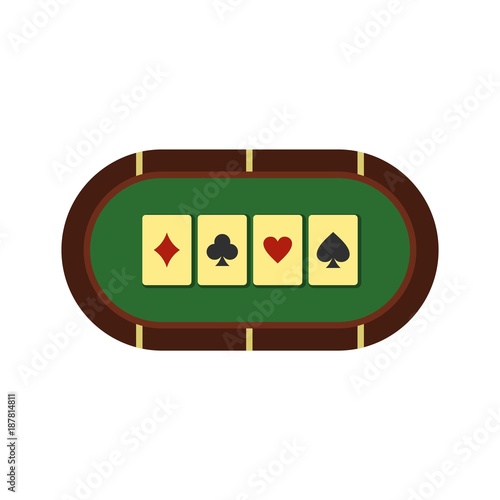 Green poker table icon, flat style