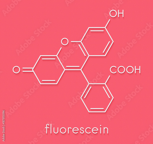 Fluorescein fluorescent molecule. Skeletal formula. photo