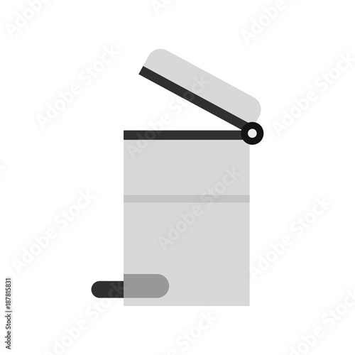 Steel trashcan icon, flat style