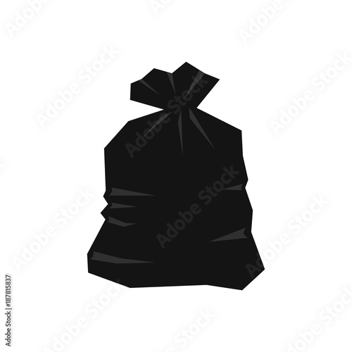 Garbage bag icon, flat style