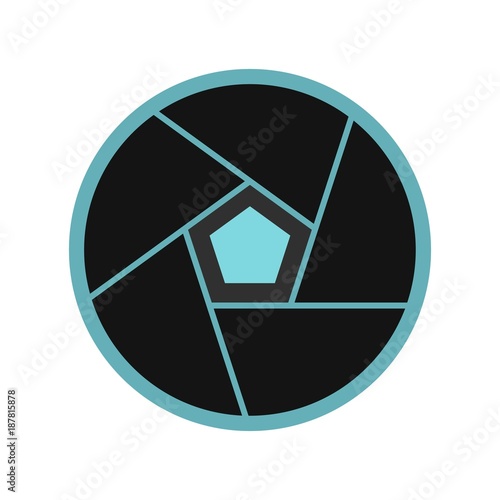 Photographic lens icon, flat style
