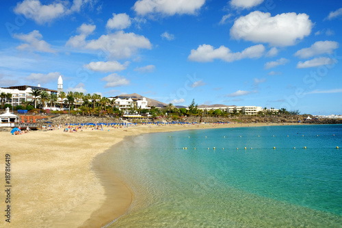 Beach Playa Blanca on Lanzarote, Spain.
