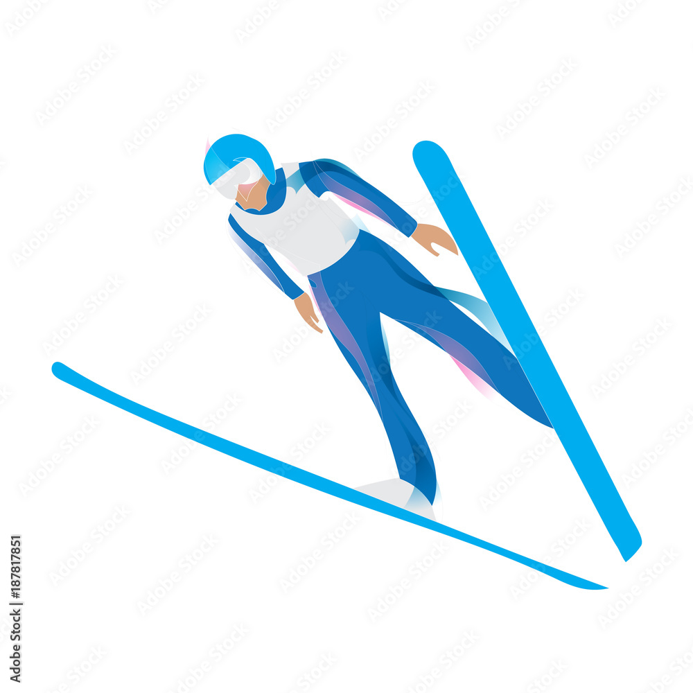 Ski Jumping Symbol - obrazy, fototapety, plakaty 