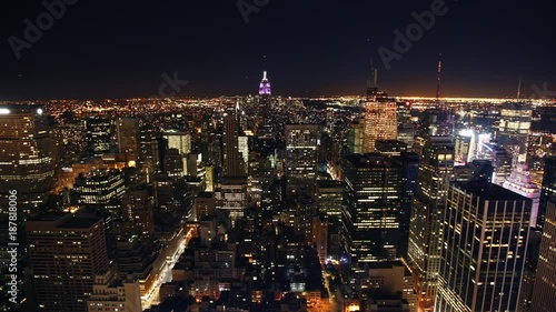 Circa-2007, 4K time lapse shot of New York City skyline at night