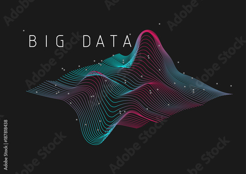 Big Data 3D plot visualization background illustration.