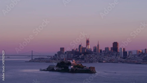 San Francisco, California circa-2017, Aerial view of Alcatraz Island with city in background