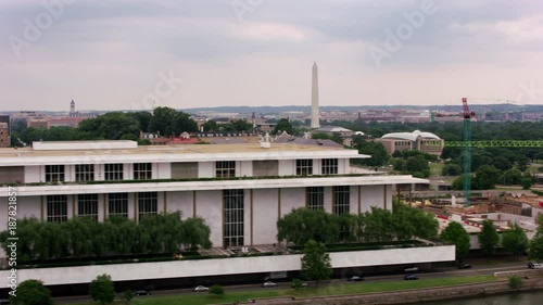 Washington, D.C. circa-2017, Fly past John F. Kennedy Center for the Performing Arts.  Shot with Cineflex and RED Epic-W Helium. 