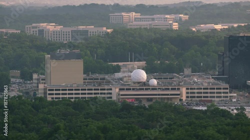 Washington, D.C. circa-2017, Aerial view of the National Security Agency (NSA) headquarters in Fort Meade.  Shot with Cineflex and RED Epic-W Helium.  photo