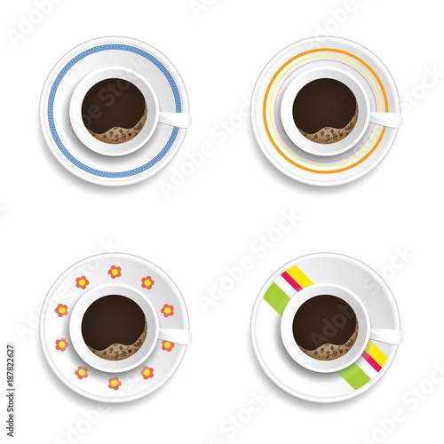 coffee cup drink refreshment set illustration