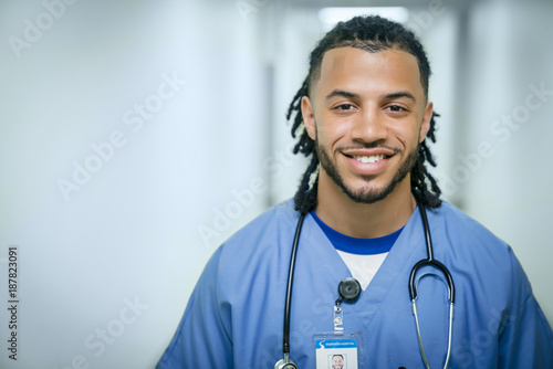Portrait of smiling mixed race nurse