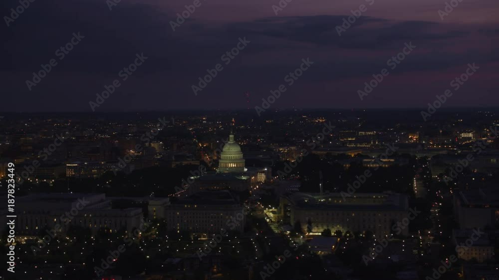 Washington, D.C. circa-2017, Aerial view of the United States Capitol building at early dawn. Shot with Cineflex and RED Epic-W Helium. Washington, D.C. circa-2017, Aerial view of the United States Capitol building at early dawn. Shot with Cineflex and RED Epic-W Helium.