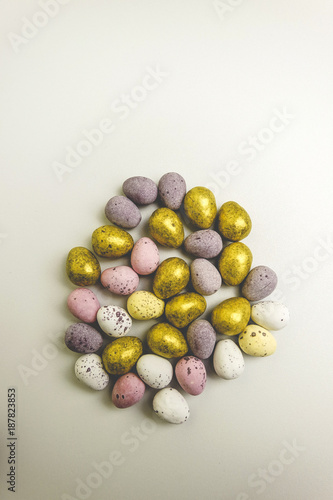 Chocolate Easter Eggs surrounded by a white background