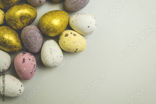 Chocolate Easter Eggs surrounded by a white background
