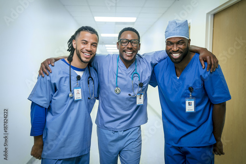 Portrait of smiling male nurses photo