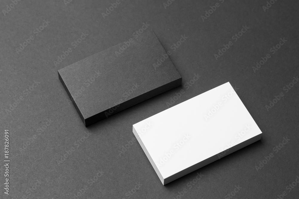 Business card on black background - obrazy, fototapety, plakaty 