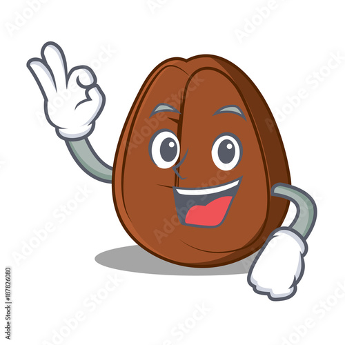 Okay coffee bean character cartoon