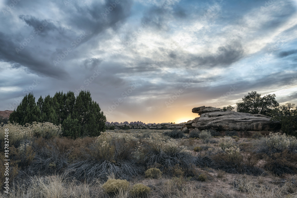 Clouds over desert in Moab, Utah, United States Clouds over desert in Moab, Utah, United States