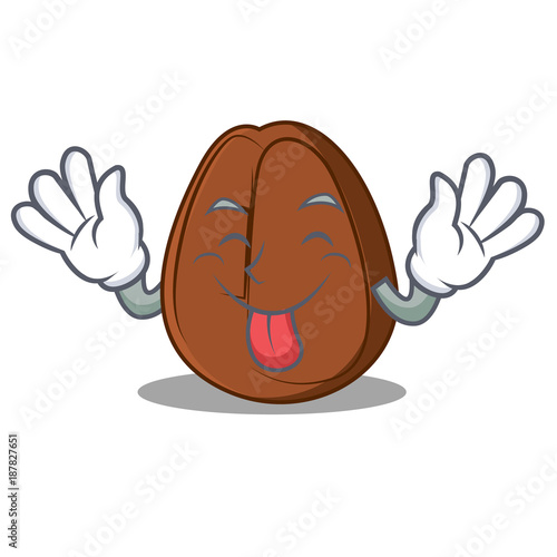 Tongue out coffee bean mascot cartoon