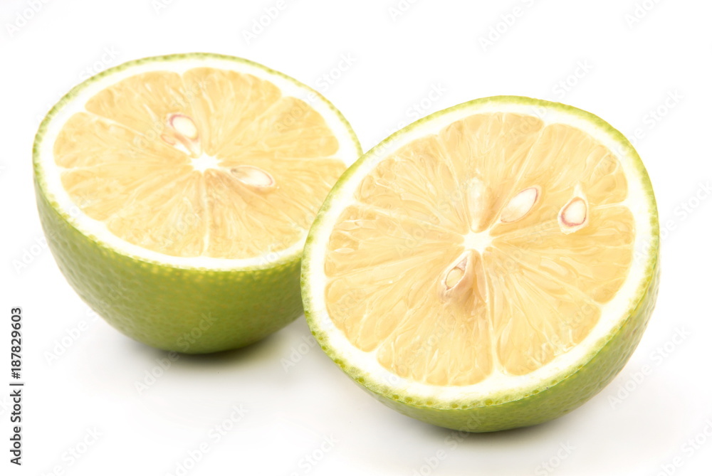 Two halves of lemon on white background Two halves of lemon on white background