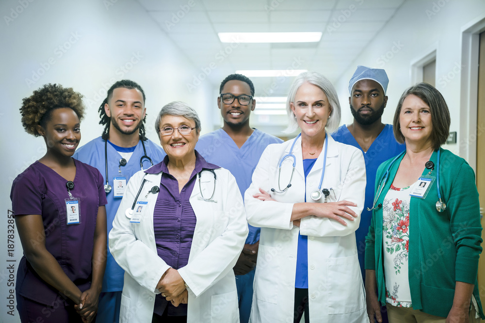 Portrait of smiling medical team in hospital Portrait of smiling medical team in hospital