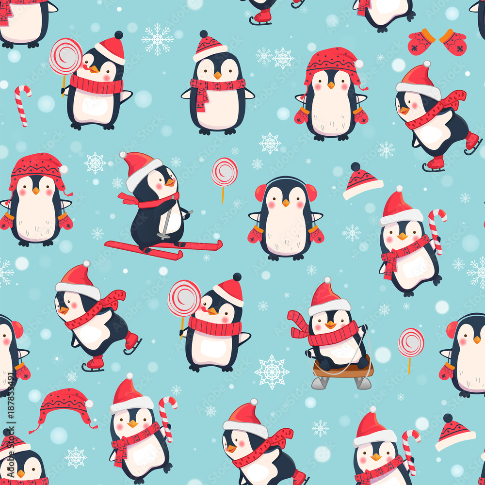 Obraz premium wzór z pingwinami