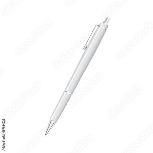 White pen isolated on white, Vector illustration.