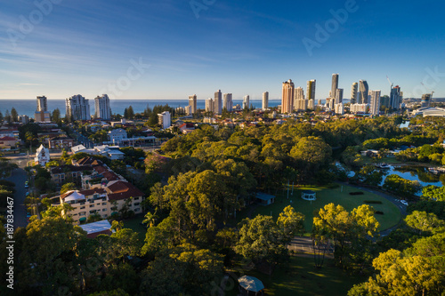 Gold Coast, Queensland/Australia - 9 July 2017: Aerial Image over Cascade Gardens on the Gold Coast, Australia