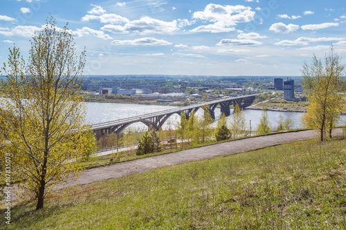 View of the bridge over the river Oka in Nizhny Novgorod, Russia