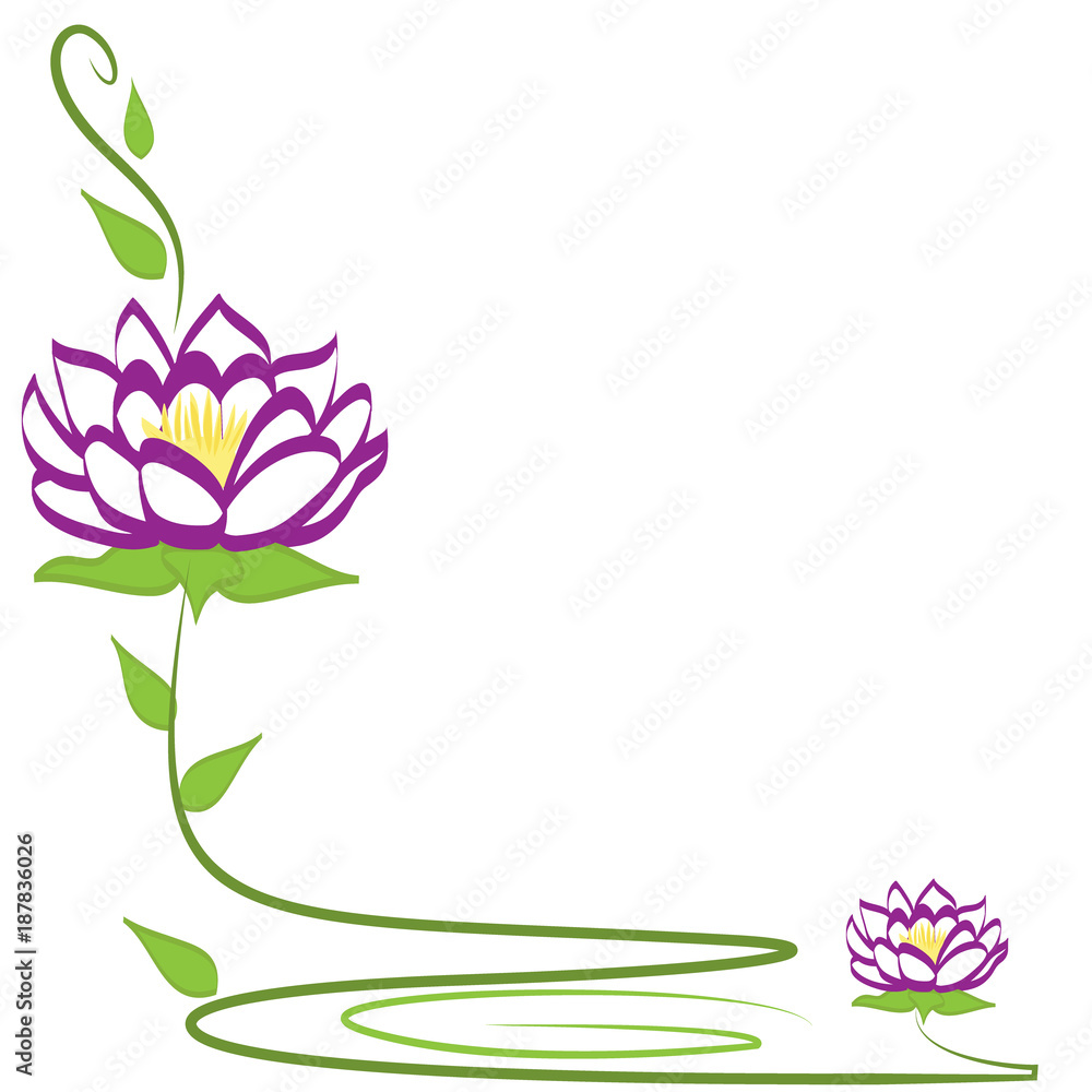 Lotus flower corner frame with copy space vector logo Stock Vector